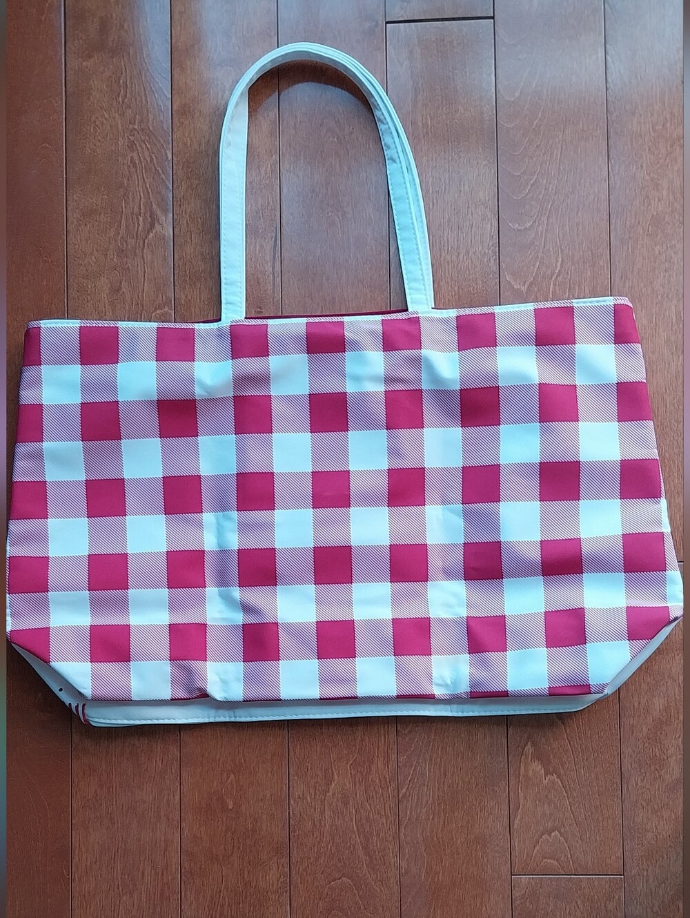 Brand New White Tote Bag with Red Floral Print - Women's Beach & Everyday Bag - Picture 2 of 7